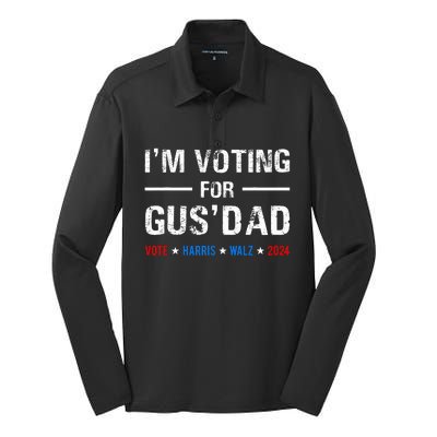 IM Voting For Gus Dad Vote Harris Walz 2024 Silk Touch Performance Long Sleeve Polo