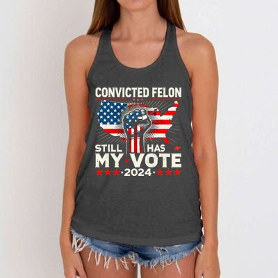 IM Voting For The Convicted Felon He Still Has My Vote Women's Knotted Racerback Tank