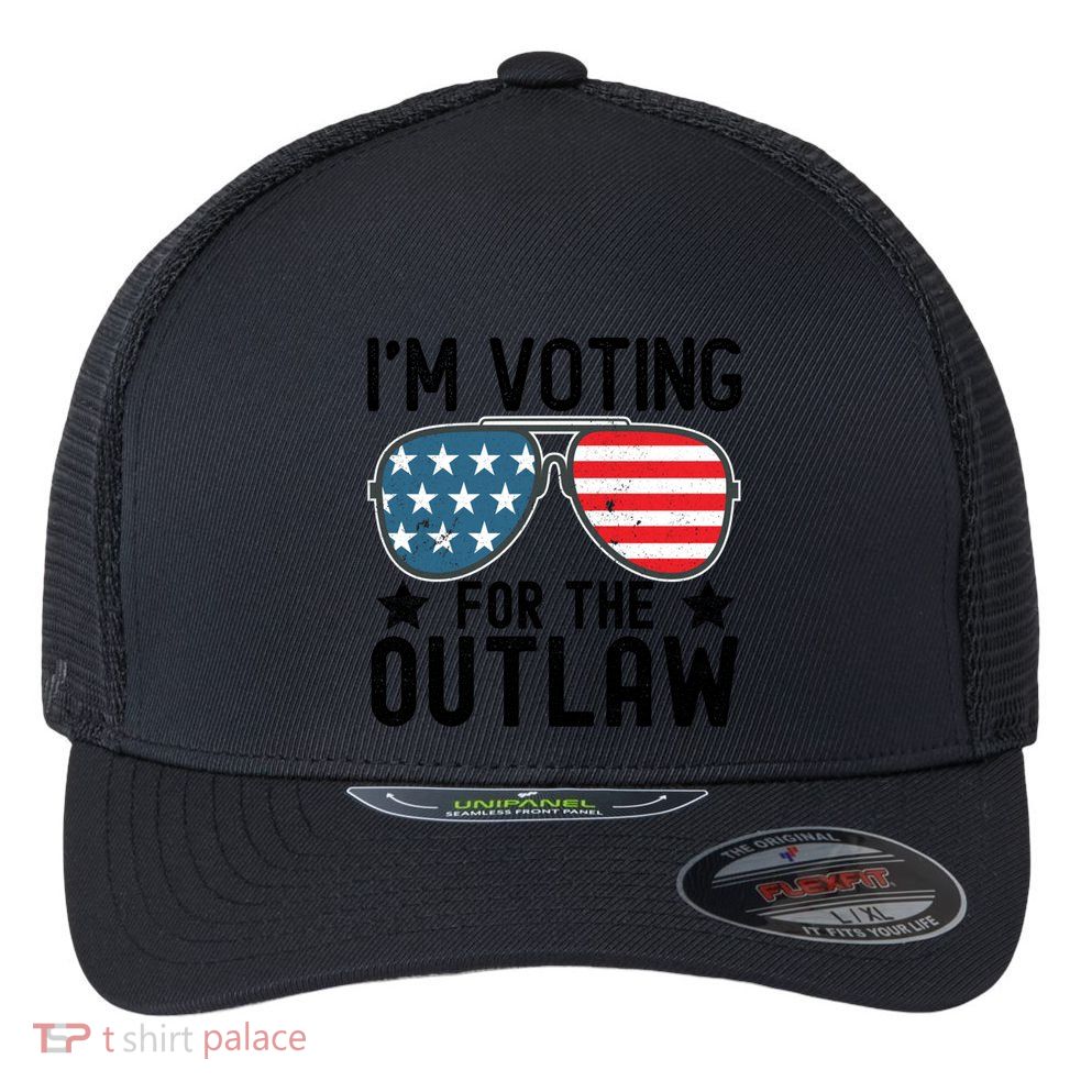 IM Voting For The Outlaw Gift Fourth Of July Trump 2032 Meaningful Gift Flexfit Unipanel Trucker Cap