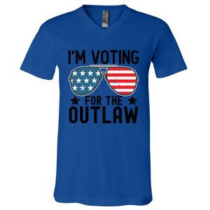 IM Voting For The Outlaw Gift Fourth Of July Trump 2032 Meaningful Gift V-Neck T-Shirt