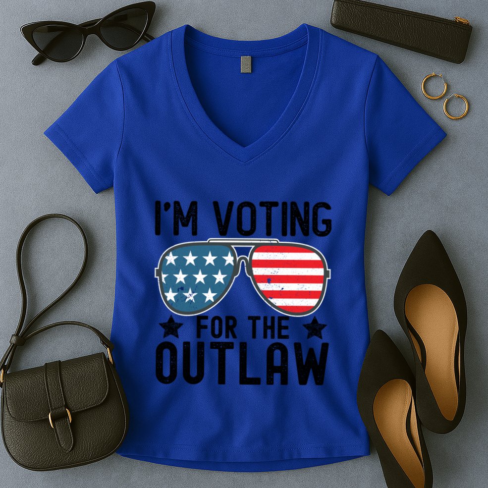 IM Voting For The Outlaw Gift Fourth Of July Trump 2032 Meaningful Gift Women's V-Neck T-Shirt
