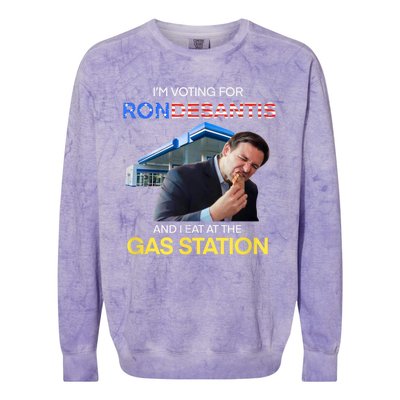 I’m Voting For Ron Desantis And I Eat At The Gas Station Colorblast Crewneck Sweatshirt