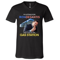 I’m Voting For Ron Desantis And I Eat At The Gas Station V-Neck T-Shirt