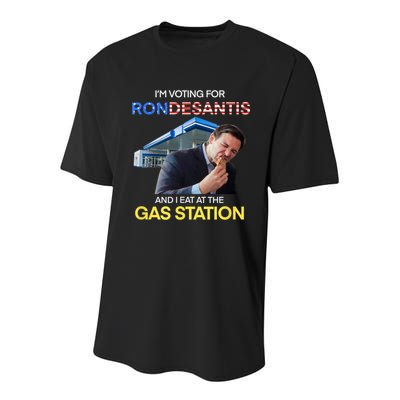 I’m Voting For Ron Desantis And I Eat At The Gas Station Youth Performance Sprint T-Shirt