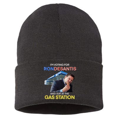 I’m Voting For Ron Desantis And I Eat At The Gas Station Sustainable Knit Beanie