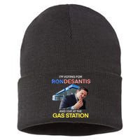 I’m Voting For Ron Desantis And I Eat At The Gas Station Sustainable Knit Beanie