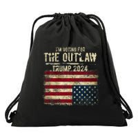 IM Voting For The Outlaw Trump 2024 Upsidedown Flag Drawstring Bag