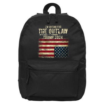 IM Voting For The Outlaw Trump 2024 Upsidedown Flag 16 in Basic Backpack