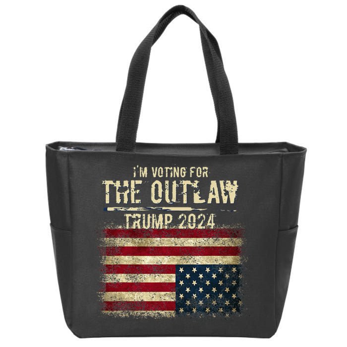 IM Voting For The Outlaw Trump 2024 Upsidedown Flag Zip Tote Bag