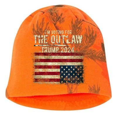 IM Voting For The Outlaw Trump 2024 Upsidedown Flag Kati - Camo Knit Beanie