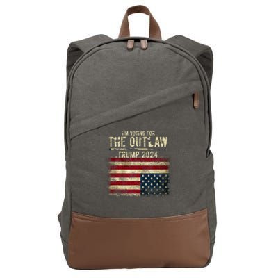 IM Voting For The Outlaw Trump 2024 Upsidedown Flag Cotton Canvas Backpack