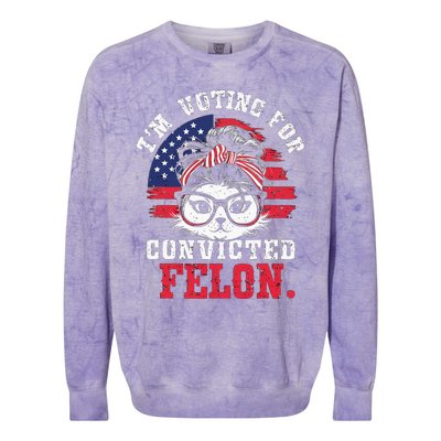 IM Voting For A Convicted Felon In 2024 Cat Messy Bun Colorblast Crewneck Sweatshirt