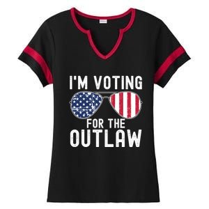 IM Voting For The Outlaw Cute Gift Fourth Of July Trump 2038 Gift Ladies Halftime Notch Neck Tee