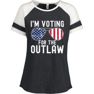 IM Voting For The Outlaw Cute Gift Fourth Of July Trump 2038 Gift Enza Ladies Jersey Colorblock Tee