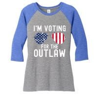 IM Voting For The Outlaw Cute Gift Fourth Of July Trump 2038 Gift Women's Tri-Blend 3/4-Sleeve Raglan Shirt