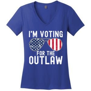 IM Voting For The Outlaw Cute Gift Fourth Of July Trump 2038 Gift Women's V-Neck T-Shirt