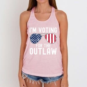 IM Voting For The Outlaw Cute Gift Fourth Of July Trump 2038 Gift Women's Knotted Racerback Tank