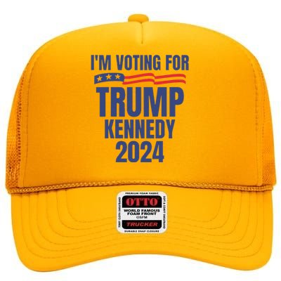 IM Voting For Trump And Kennedy 2024 High Crown Mesh Back Trucker Hat