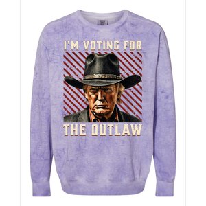 IM Voting For The Outlaw Wanted For President Trump 2024 Colorblast Crewneck Sweatshirt