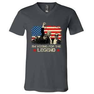 IM Voting For The Legend Trump American Flag Pennsylvania V-Neck T-Shirt