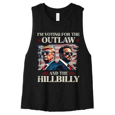 IM Voting For The Outlaw And The Hillbilly Trump Vance 2024 Women's Racerback Cropped Tank