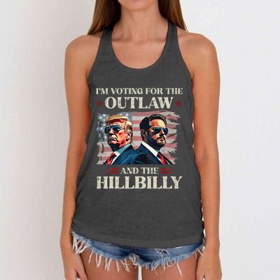 IM Voting For The Outlaw And The Hillbilly Trump Vance 2024 Women's Knotted Racerback Tank