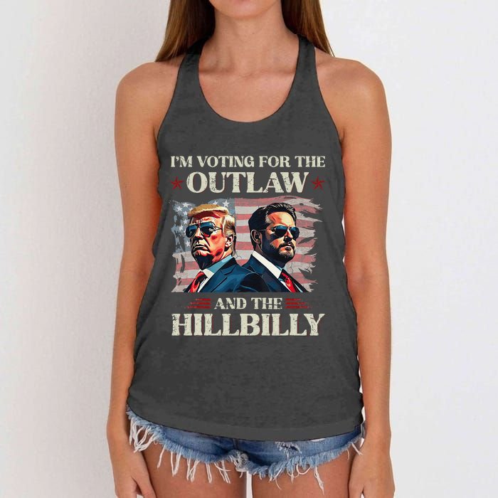 IM Voting For The Outlaw And The Hillbilly Trump Vance 2024 Women's Knotted Racerback Tank