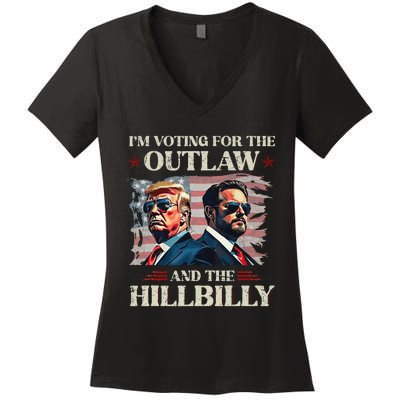 IM Voting For The Outlaw And The Hillbilly Trump Vance 2024 Women's V-Neck T-Shirt