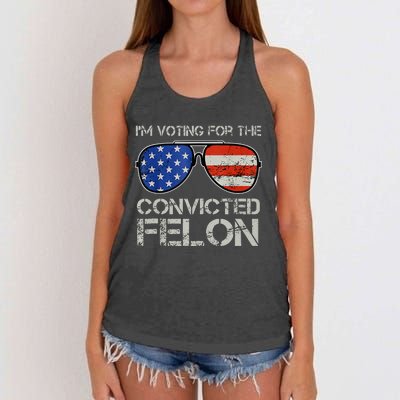 Im Voting For The Convicted Fellon 2024 Us Flag Pro Trump Women's Knotted Racerback Tank