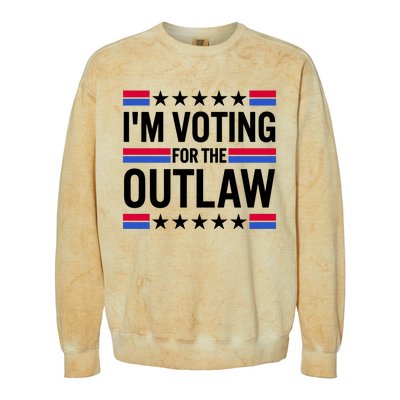 Im Voting For The Outlaw Funny Trump Colorblast Crewneck Sweatshirt