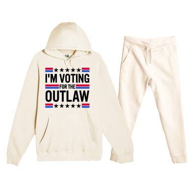 Im Voting For The Outlaw Funny Trump Premium Hooded Sweatsuit Set