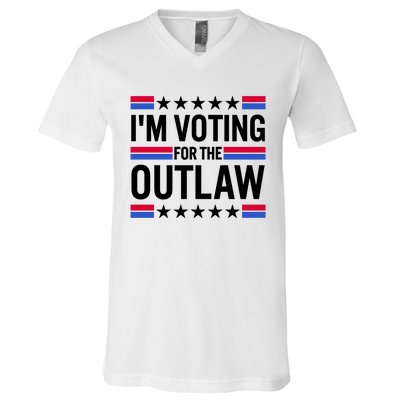 Im Voting For The Outlaw Funny Trump V-Neck T-Shirt