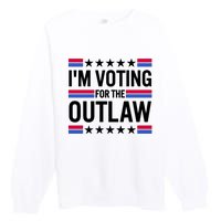 Im Voting For The Outlaw Funny Trump Premium Crewneck Sweatshirt