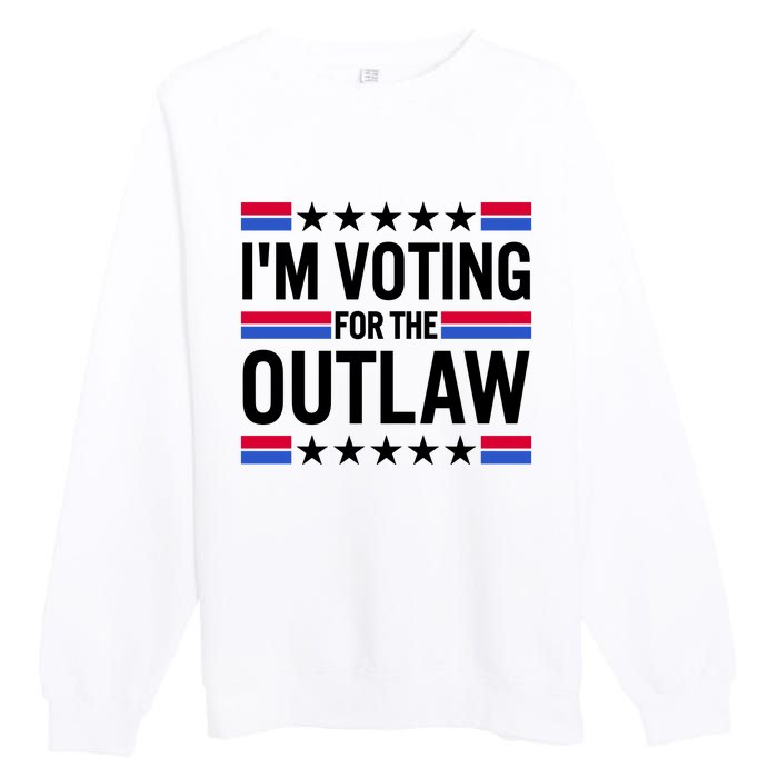 Im Voting For The Outlaw Funny Trump Premium Crewneck Sweatshirt