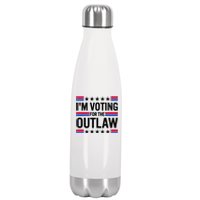 Im Voting For The Outlaw Funny Trump Stainless Steel Insulated Water Bottle