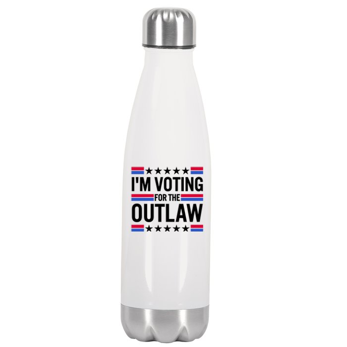 Im Voting For The Outlaw Funny Trump Stainless Steel Insulated Water Bottle