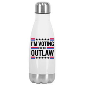 Im Voting For The Outlaw Funny Trump Stainless Steel Insulated Water Bottle