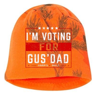 IM Voting For Gus Dad Vote Harris Walz 2024 Pres And Vice Kati - Camo Knit Beanie