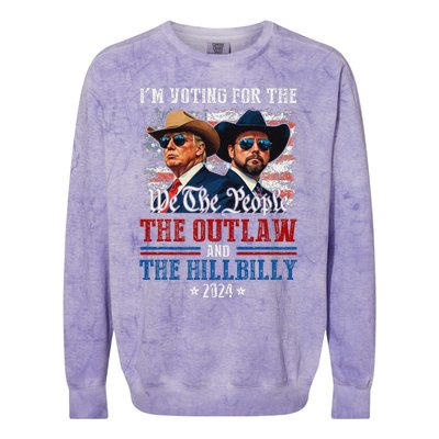 IM Voting For The Outlaw And The Hillbilly Trump Vance 2024 Colorblast Crewneck Sweatshirt