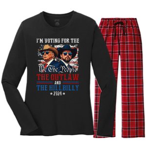 IM Voting For The Outlaw And The Hillbilly Trump Vance 2024 Women's Long Sleeve Flannel Pajama Set 