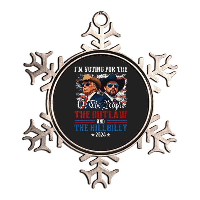 IM Voting For The Outlaw And The Hillbilly Trump Vance 2024 Metallic Star Ornament