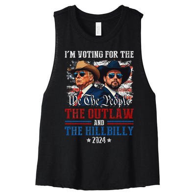 IM Voting For The Outlaw And The Hillbilly Trump Vance 2024 Women's Racerback Cropped Tank