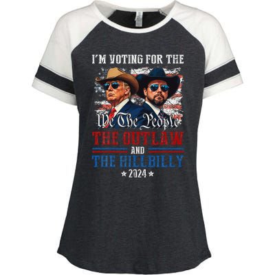 IM Voting For The Outlaw And The Hillbilly Trump Vance 2024 Enza Ladies Jersey Colorblock Tee