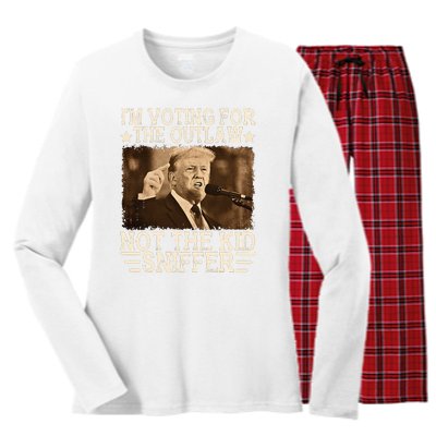 Im Voting For The Outlaw Not Sniffer Vote Trump 24 Women's Long Sleeve Flannel Pajama Set 