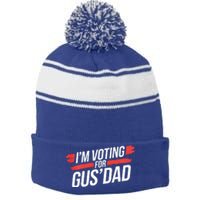 IM Voting For Gus Dad Harris Walz Stripe Pom Pom Beanie