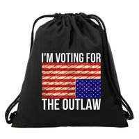 IM Voting For The Outlaw President Funny Election Drawstring Bag
