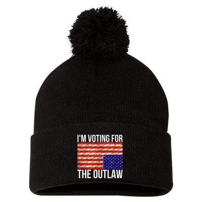 IM Voting For The Outlaw President Funny Election Pom Pom 12in Knit Beanie