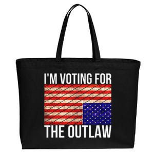 IM Voting For The Outlaw President Funny Election Cotton Canvas Jumbo Tote