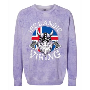 Icelandic Viking Funny Iceland Flag Nordic Enthusiast Outfit Colorblast Crewneck Sweatshirt