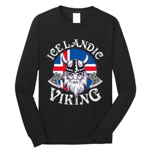 Icelandic Viking Funny Iceland Flag Nordic Enthusiast Outfit Long Sleeve Shirt